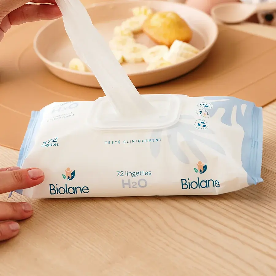 %99 Doğal İçerikli %100 Doğal Lifli H2O Kalın Bebekler için Islak Mendil (72 Adet)