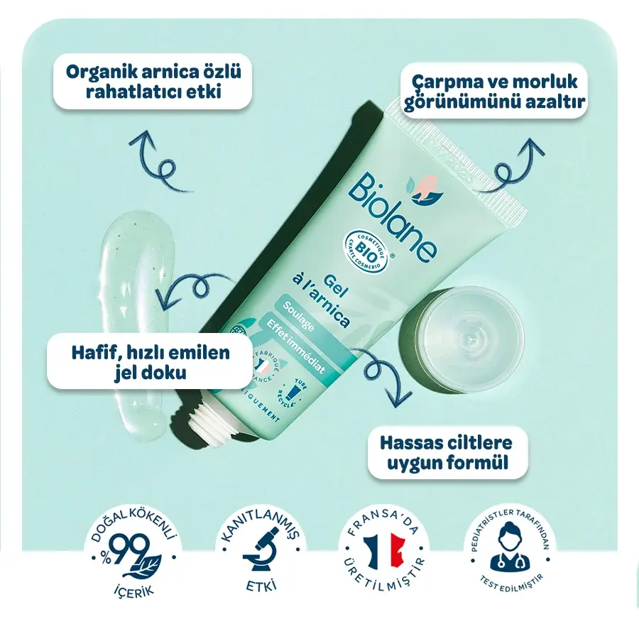 %99 Doğal İçerikli Morluk ve Çarpma Yatıştırıcı Rahatlatıcı Parfümsüz Organik Arnika Jel (20ml)