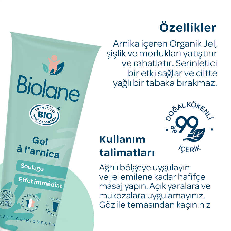 %99 Doğal İçerikli Morluk ve Çarpma Yatıştırıcı Rahatlatıcı Parfümsüz Organik Arnika Jel (20ml)