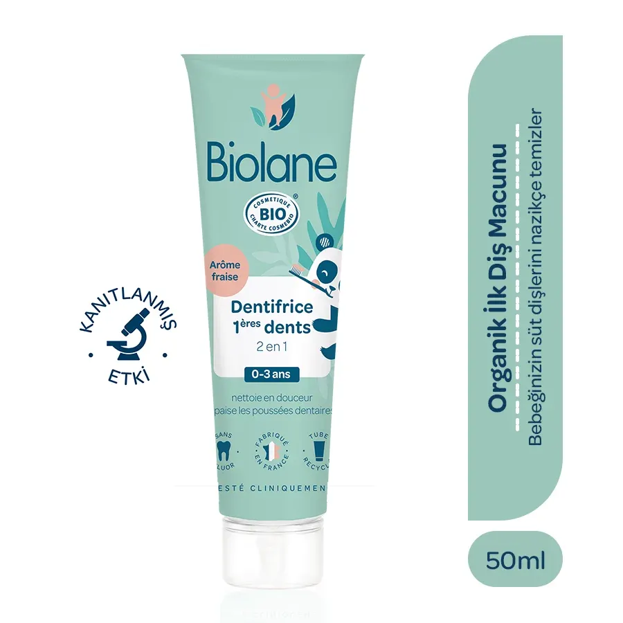 %98 Doğal İçerikli Organik Florürsüz Bebek Diş Macunu (50ml) - Organik Sertifikalı