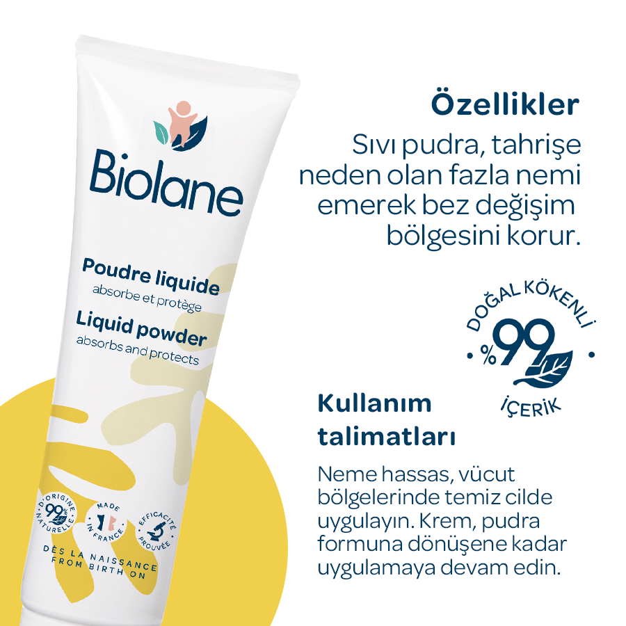 %99 Doğal İçerikli Sıvı Pudralı Pişik Önleyici Koruyucu Nemlendirici Krem (100ml)