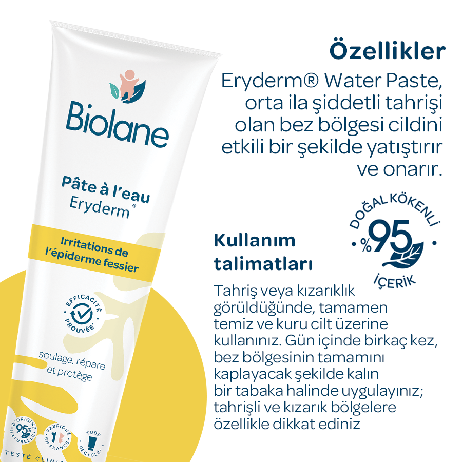 %95 Doğal içerikli Su Bazlı Pişik Önleyici Koruyucu Nemlendirici Doğal Kökenli Macun Krem (75ml)