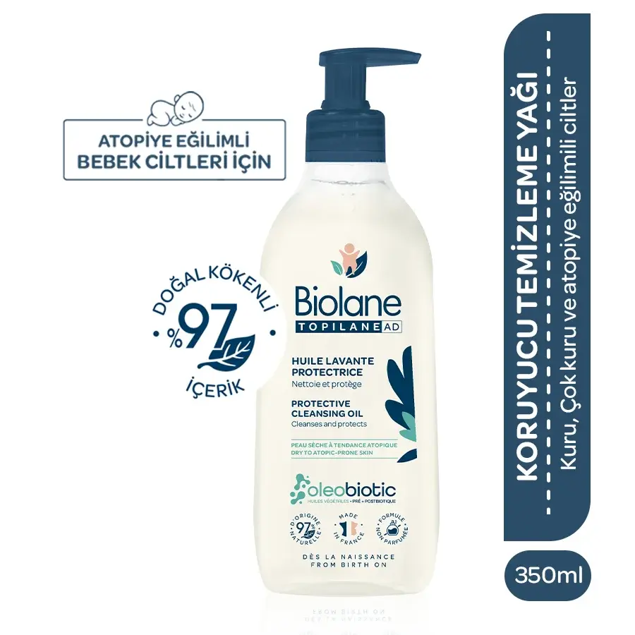 Atopik Kuru ve Çok Kuru Cilt için %97 Doğal İçerikli Temizleyici Yağ (350ml) - Onarıcı ve Koruyucu