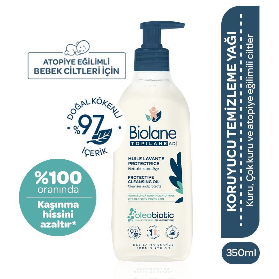Atopik Kuru ve Çok Kuru Cilt için %97 Doğal İçerikli Temizleyici Yağ (350ml) - Onarıcı ve Koruyucu