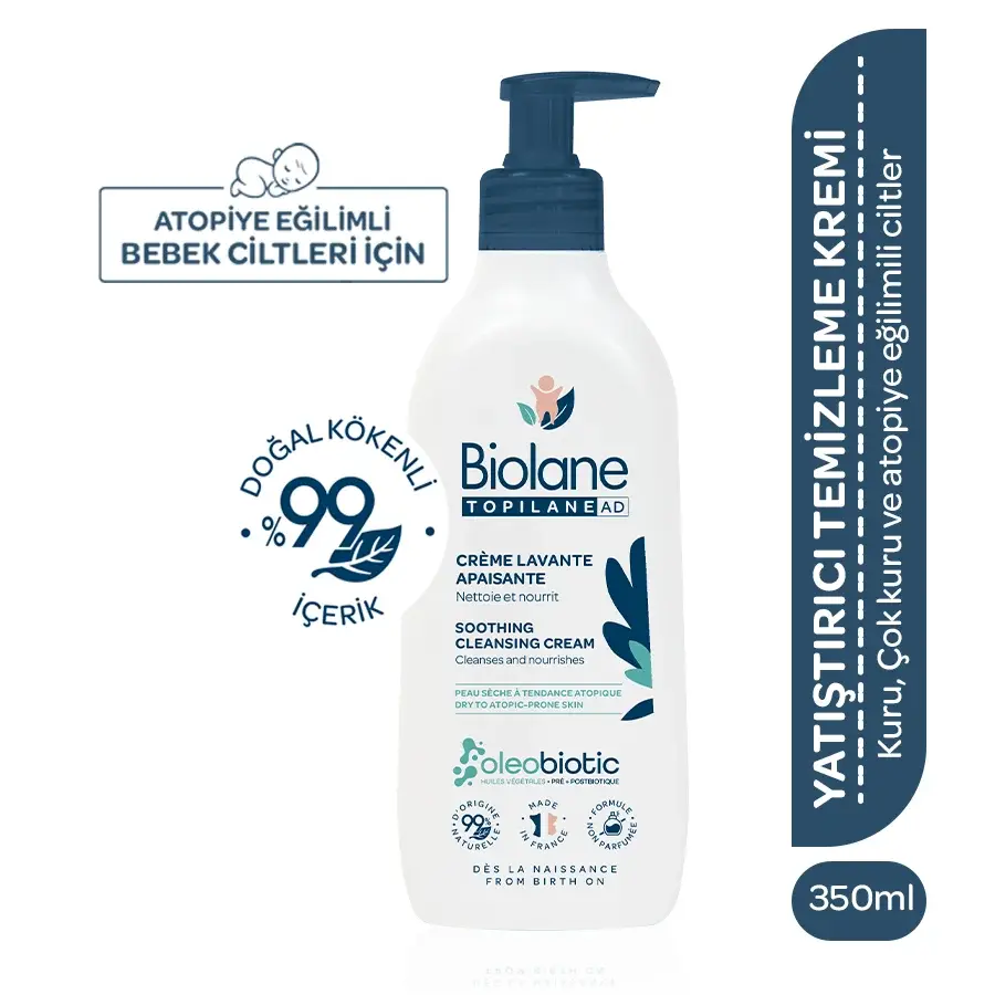 Atopik Kuru ve Kuru Cilt için %99 Doğal İçerikli Onarıcı Yatıştırıcı Temizleyici Krem (350ml)