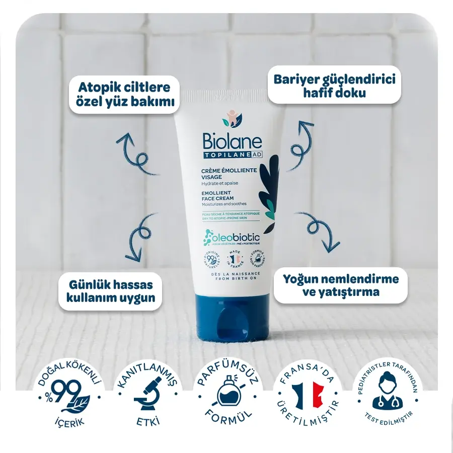 Atopik Kuru ve Çok Kuru Cilt için %99 Doğal İçerikli Yüz Kremi (50ml) - Besleyici ve Koruyucu