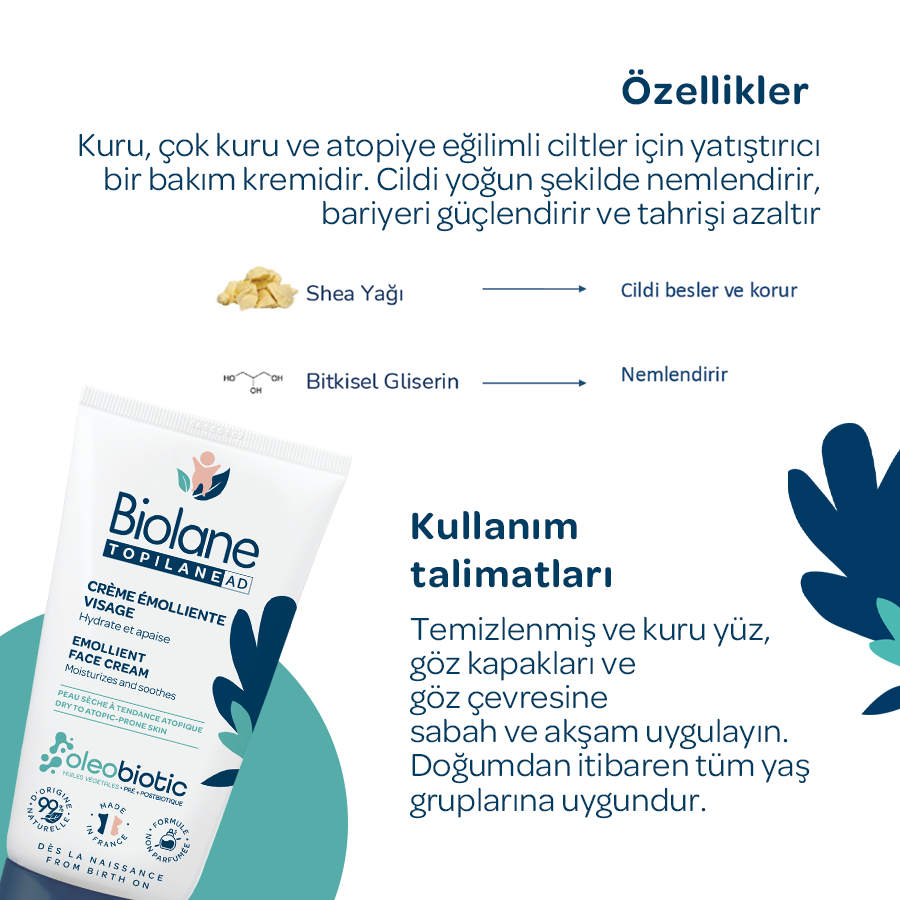 Atopik Kuru ve Çok Kuru Cilt için %99 Doğal İçerikli Yüz Kremi (50ml) - Besleyici ve Koruyucu