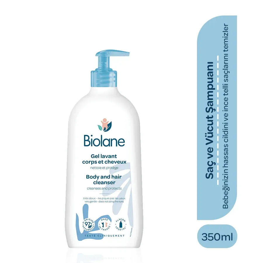 %97 Doğal İçerikli Sabunsuz Yenidoğan Saç ve Vücut Bebek ve Çocuk Şampuanı Pompalı (350ml)