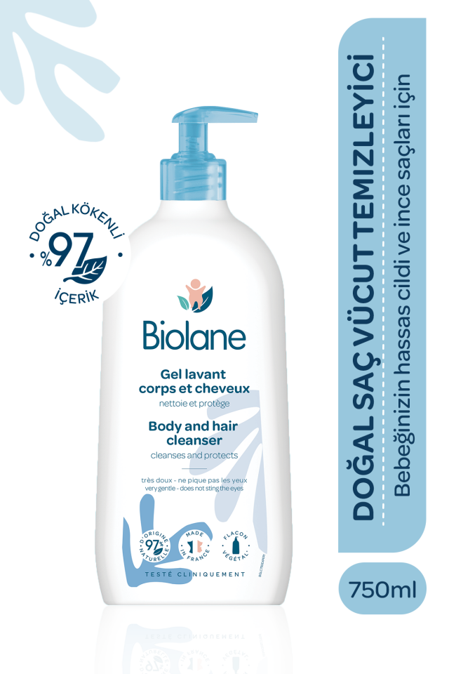 %97 Doğal İçerikli Sabunsuz Yenidoğan Saç ve Vücut Bebek ve Çocuk Şampuanı Pompalı (750ml)