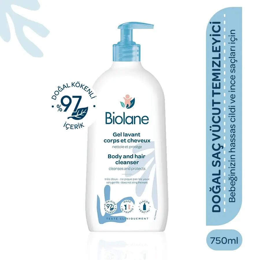 %97 Doğal İçerikli Sabunsuz Yenidoğan Saç ve Vücut Bebek ve Çocuk Şampuanı Pompalı (750ml)