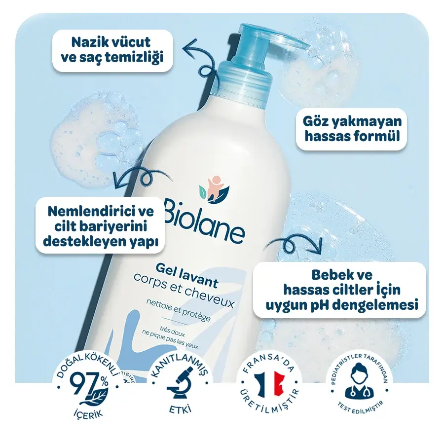 %97 Doğal İçerikli Sabunsuz Yenidoğan Saç ve Vücut Bebek ve Çocuk Şampuanı Pompalı (750ml)